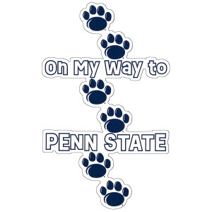decal On My Way to Penn State with paw prints